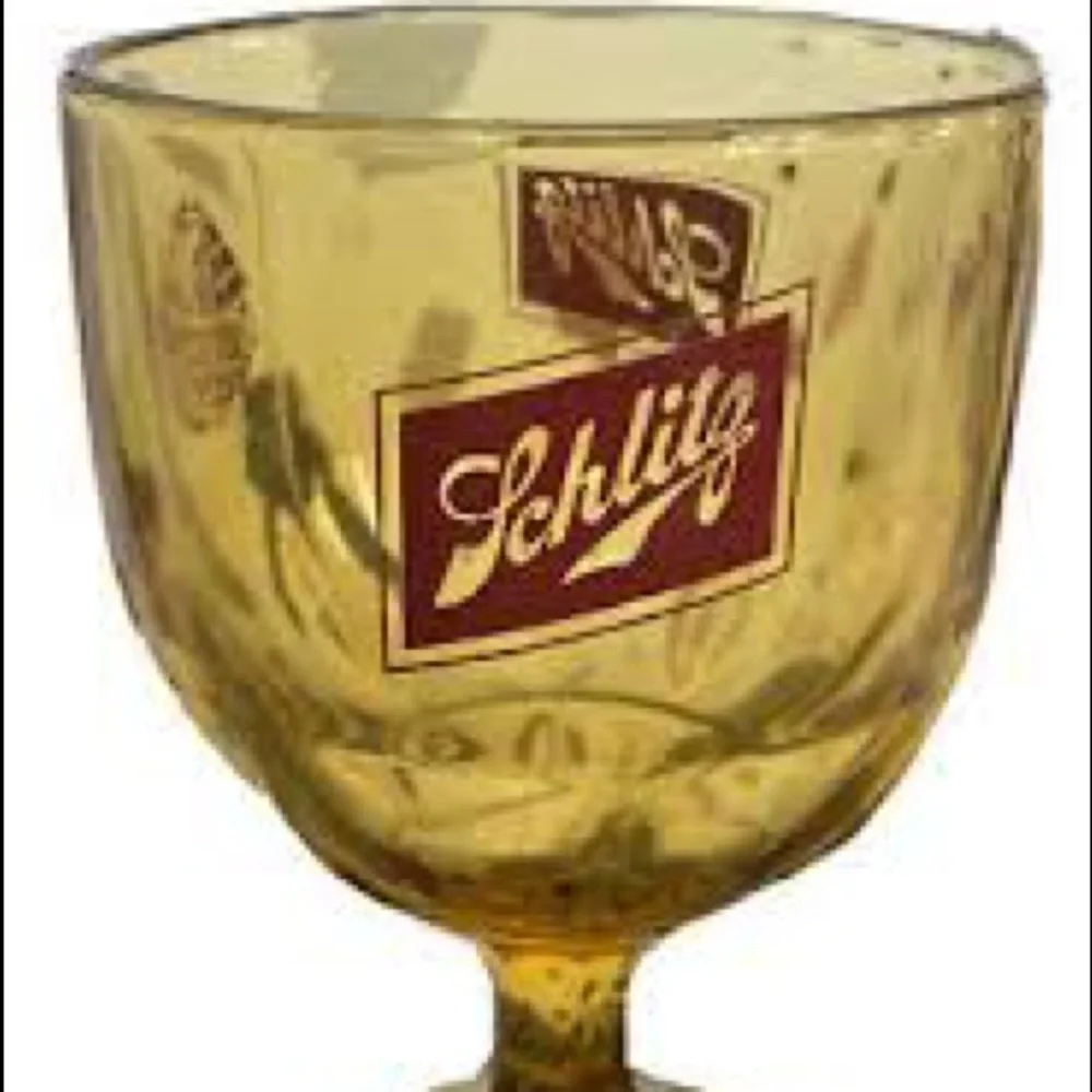 Vintage 1970’s Schlitz Amber Thumb Print Beer Goblet